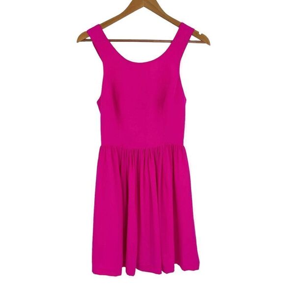 Amanda Uprichard hot pink silk fit and flare sleeveless lined dress size small - Picture 1 of 8